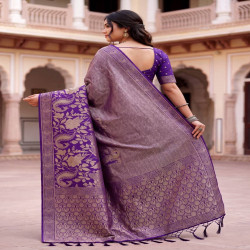 Premium Meenakari Jacquard Woven Saree with Blouse